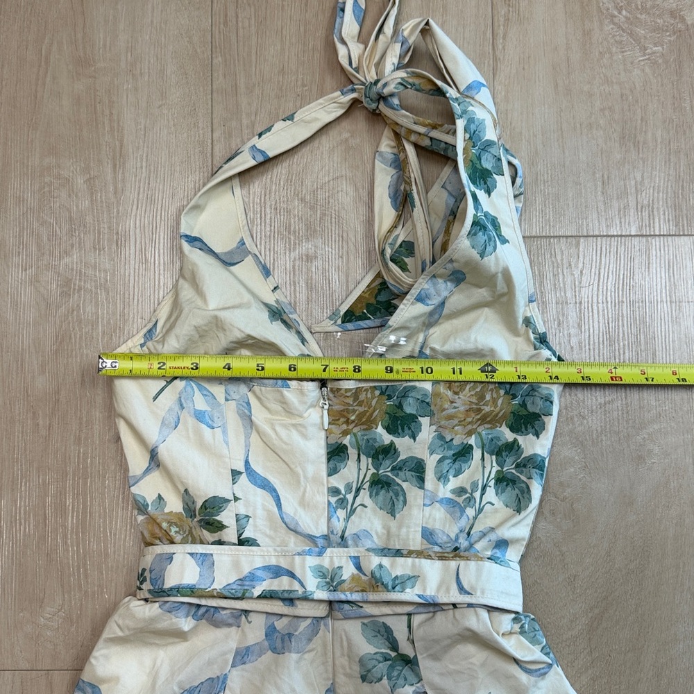 House of CB Allena lemon ribbon stretch cotton halter midi sundress - Picture 8 of 10